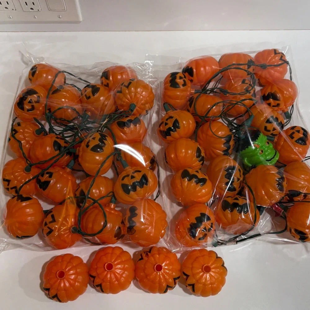 42+ Halloween‎ String Lights Jack O Lantern & Frankenstein Decoration Blow Mold